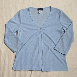 Vintage Y2K 2000s Light Blue Semi-Sheer Button Top, Women’s Size Large